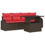 vidaXL Ensemble de canapé de jardin 5 Pièces Marron polyrotin