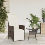 vidaXL Chaise inclinable de jardin avec coussins marron résine tressée
