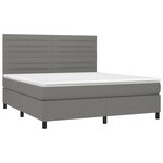 vidaXL Sommier à lattes de lit avec matelas Gris foncé 180x200cm Tissu