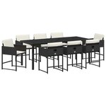 vidaXL Ensemble de salle à manger pour jardin 9 Pièces Noir polyrotin