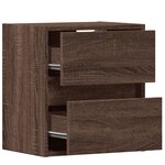 vidaXL Table de chevet murale avec lumières LED chêne marron