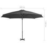 vidaXL Parasol de jardin en porte-à-faux et poteau en aluminium