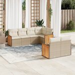 vidaXL Salon de jardin avec coussins 7 Pièces beige résine tressée