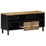 vidaXL Meuble TV noir 100x33 5x46 cm bois massif manguier brut