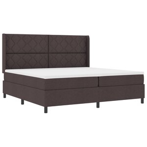 vidaXL Lit à ressorts avec matelas et lumière LED marron foncé 200x200 cm en tissu