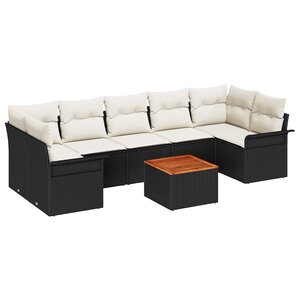 vidaXL Ensemble de canapé de jardin 8 Pièces Noir et Crème polyrotin