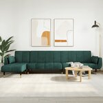 vidaXL Canapé-lit en forme de L vert foncé 275x140x70 cm velours