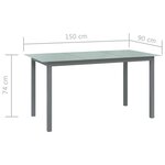 vidaXL Table de jardin Gris clair 150x90x74 cm Aluminium et verre