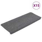 vidaXL Tapis d'escalier autocollants 15 Pièces 65x24 5x3 5 cm Gris