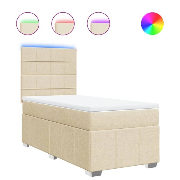 vidaXL Sommier à lattes de lit et matelas Crème 90x190 cm Tissu