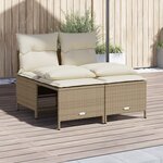 vidaXL Salon de jardin avec coussins 4 Pièces beige résine tressée