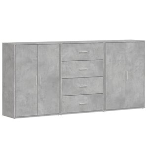 vidaXL Buffets 3 Pièces gris béton 60x31x84 cm bois d'ingénierie