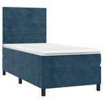 vidaXL Sommier à lattes de lit matelas LED Bleu foncé 90x190cm Velours