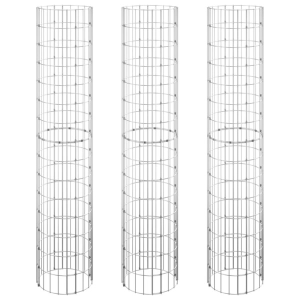 vidaXL Lit surélevé à gabion circulaire 3Pièces Acier galvanisé Ø30x150cm