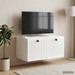 vidaXL Meuble TV mural Montage mural Blanc brillant 59 5 x 41 x 30 cm