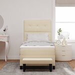 vidaXL Lit à ressort avec Matelas et Banc Crème 100x200 cm en Tissu