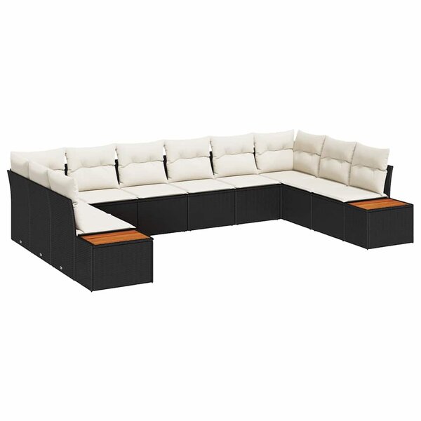 vidaXL Ensemble de canapé de jardin 10 Pièces Noir Poly rotin