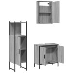 vidaXL Ensemble de meubles de salle de bain 3 Pièces Sonoma gris