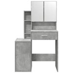 vidaXL Coiffeuse avec armoire gris béton 80x35x132 cm