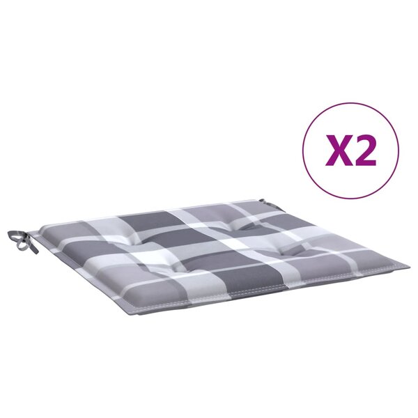 vidaXL Coussins de chaise de jardin lot de 2 carreaux gris 40x40x4 cm