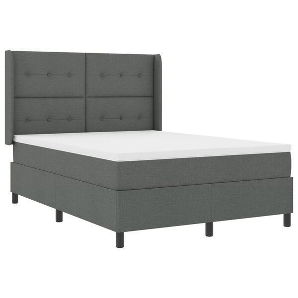 vidaXL Lit ressort avec matelas et LED gris foncé 160 x 200 cm en tissu