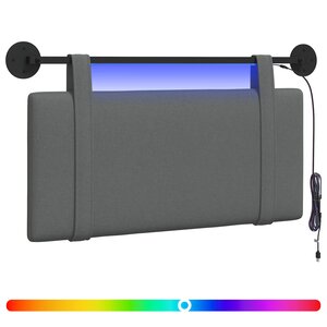 vidaXL Tête de lit suspendue Avec lumière LED Gris foncé Tissu