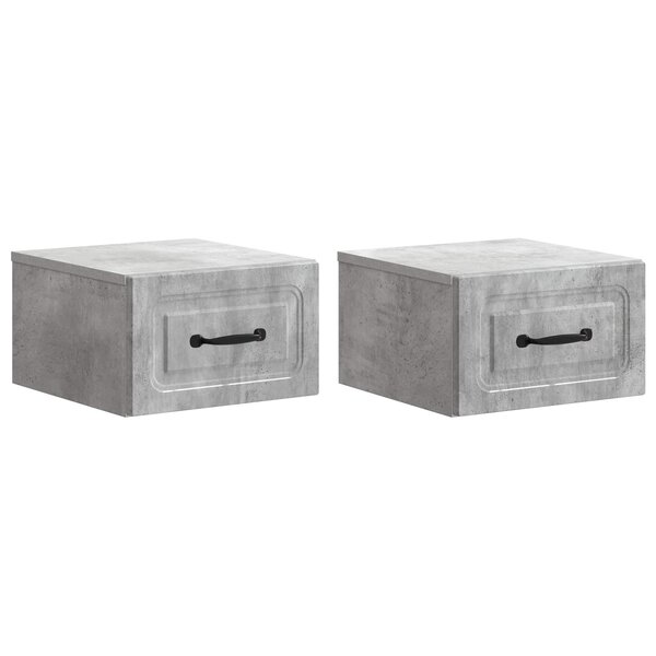 vidaXL Cabinet de chevet mural 2 Pièces Gris béton 34 5 x 33 x 20 cm