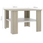 vidaXL Table basse Blanc et chêne sonoma 60 x 60 x 42 cm Aggloméré