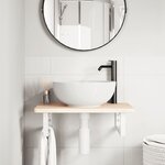 vidaXL Étagère de vasque murale acier et bois de chêne massif