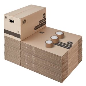 Pack and Move - Lot 10 cartons déménagement stockage XL - 80 x 40 x 40 cm - Poignées renforcées - 1 adhésif offert