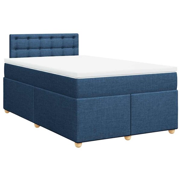 vidaXL Sommier à lattes de lit avec matelas bleu 120x190 cm tissu