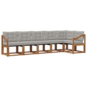 vidaXL Ensemble de canapés d'extérieur 6 pc Gris Naturel et Clair