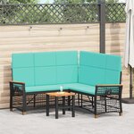 vidaXL Ensemble de canapés inclinables de jardin Noir et turquoise