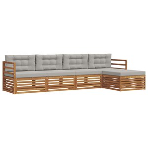 vidaXL Ensemble de canapés d'extérieur 5 pc Gris Naturel et Clair