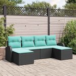 vidaXL Ensemble de Canapés 6 Pièces Noir et turquoise polyrotin