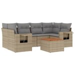 vidaXL Salon de jardin avec coussins 7Pièces mélange beige résine tressée