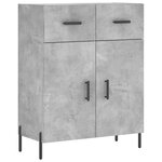 vidaXL Buffet haut Gris béton 69 5x34x180 cm Bois d'ingénierie