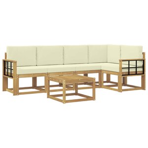 vidaXL Ensemble de canapés d'extérieur 6 pc Blanc et crème
