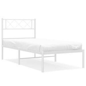 vidaXL Cadre de lit métal sans matelas avec tête de lit blanc 90x200cm