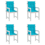 vidaXL Coussins de chaise à dossier bas lot de 4 turquoise tissu