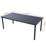 vidaXL Ensemble à manger d'extérieur 9 Pièces Acier Noir