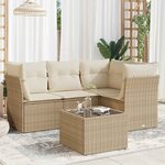 vidaXL Salon de jardin avec coussins 5 Pièces beige résine tressée
