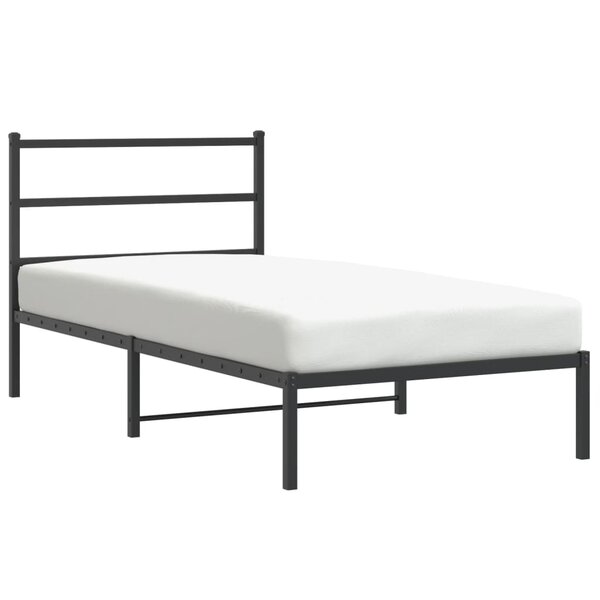 vidaXL Cadre de lit métal sans matelas avec tête de lit noir 107x203cm