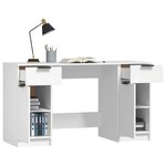 vidaXL Bureau avec armoire latérale Blanc Bois d'ingénierie