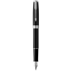 Parker sonnet stylo plume  laque noire  plume moyenne  encre noire  coffret cadeau