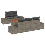 vidaXL Ensemble de Canapés de Jardin 6 Pièces avec Coussins Gris Poly Rattan Acacia