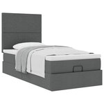 vidaXL Lit ottoman avec matelas gris foncé 90x200 cm tissu