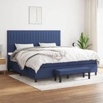 vidaXL Lit à sommier tapissier avec matelas Bleu 200x200 cm Tissu