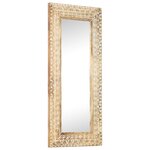 vidaXL Miroir sculpté à la main 110x50x2 6 cm Bois de manguier solide