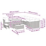 vidaXL Canapé de jardin 13 pièces avec coussins en polyrotin gris et acacia